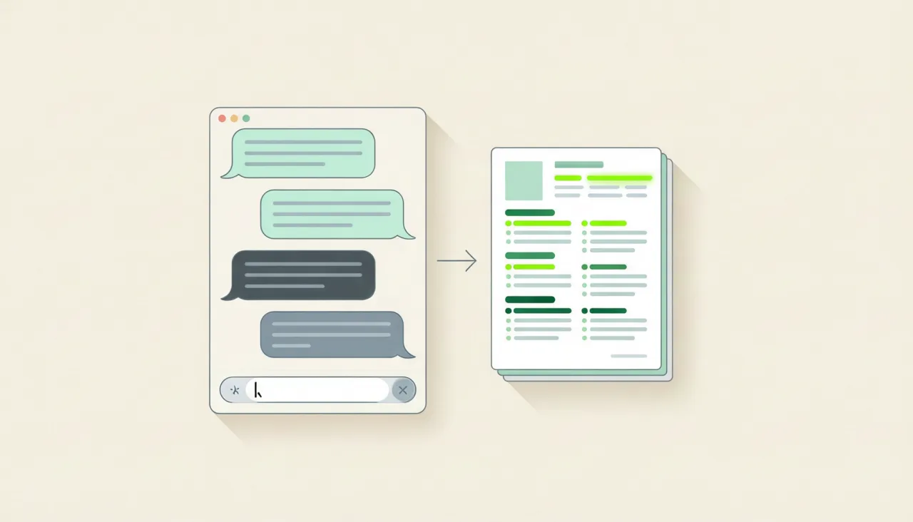 Ilustrasi percakapan chatbot yang menghasilkan CV siap kirim