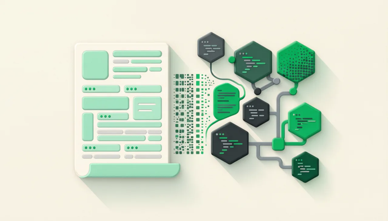 Ilustrasi CV developer yang memuat proyek, tech stack, dan riwayat commit